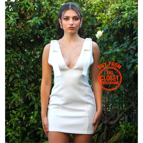 ZARA White V-Neck Mini Dress NWT | Tie Shoulder | Size L - Picture 2 of 16